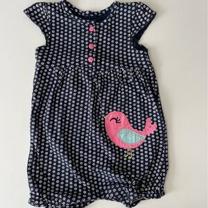 Carter's Floral Navy Romper with Pink Button